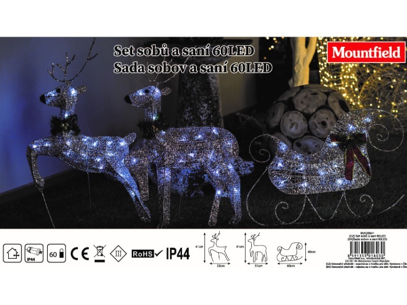 LED dekorace vánoční set sobů, 60LED - foto 3 LED dekorace vánoční set sobů, 60LED