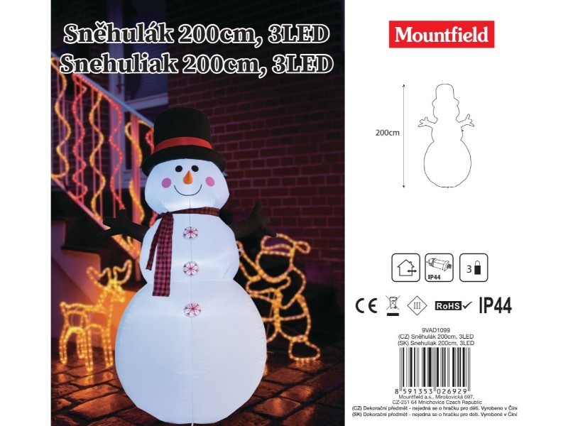 LED sněhulák 200 cm, 3LED - foto 9