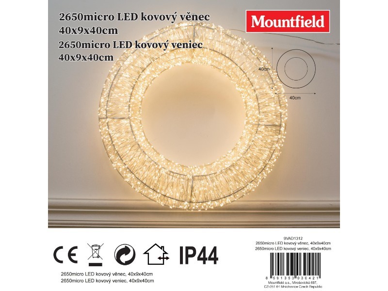2650micro LED kovový věnec, 40x9x40cm