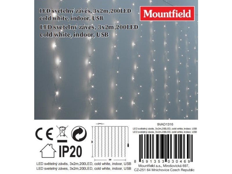 LED světelný závěs, 3x2m, 200LED - foto 4 LED světelný závěs, 3x2m, 200LED