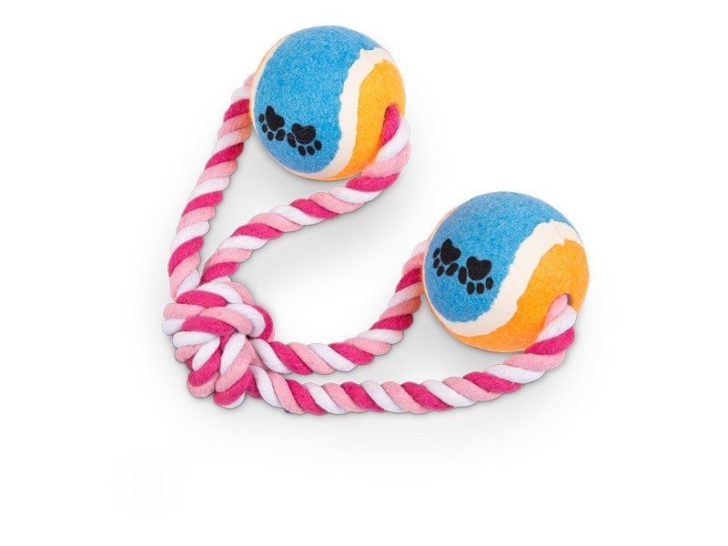 Preťahovadlo s loptičkami pre psov ružové - foto 1 Preťahovadlo s loptičkami ružové pre psov