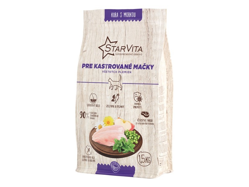 Starvita granule pre kastrované mačky kura, morka 1,5kg