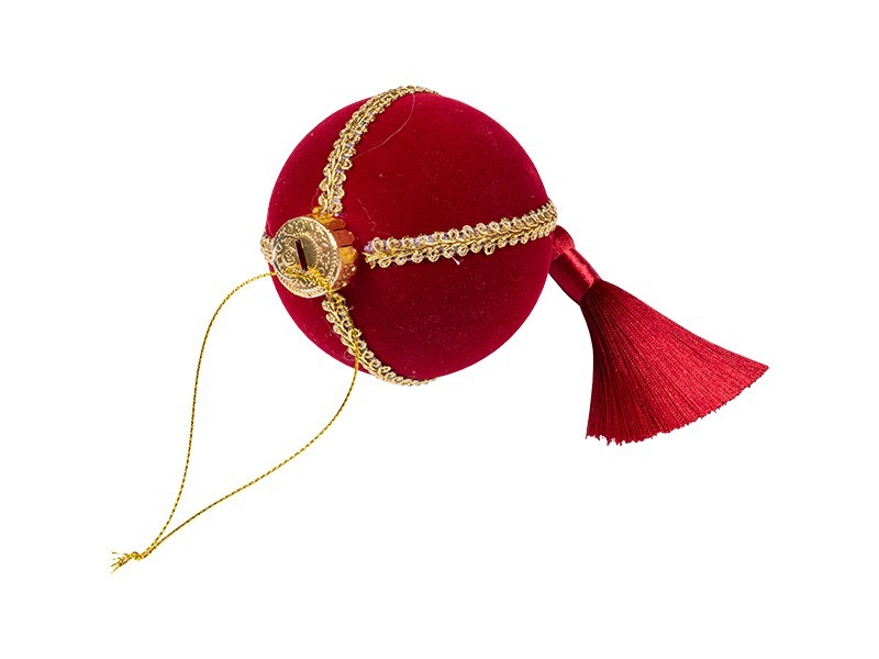 Červená vánoční baňka se střapcem, 1x80 mm - foto 2 Červená vánoční baňka se střapcem, 1x80 mm