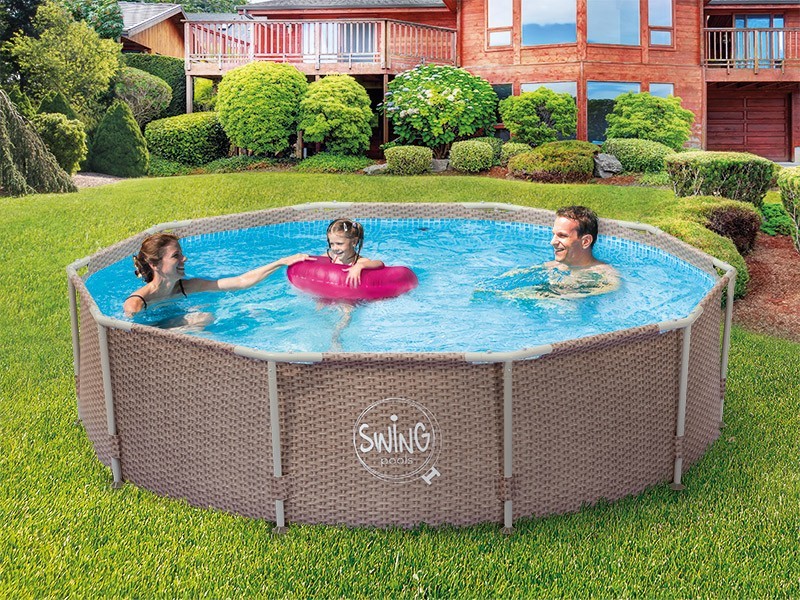 Bazén Swing FRAME Hnědý Ratan 3,05x0,76m