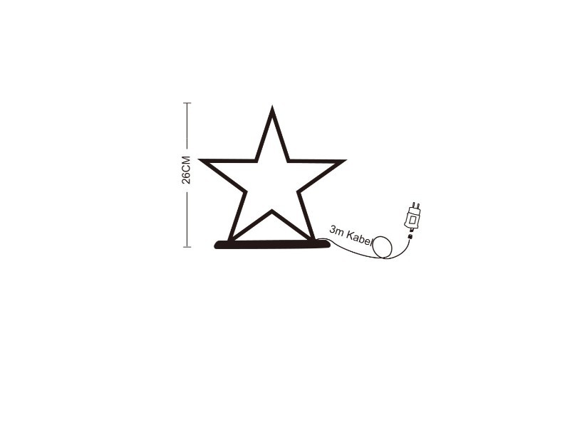 Stojaca LED hviezda, čierna, 25x5x26cm