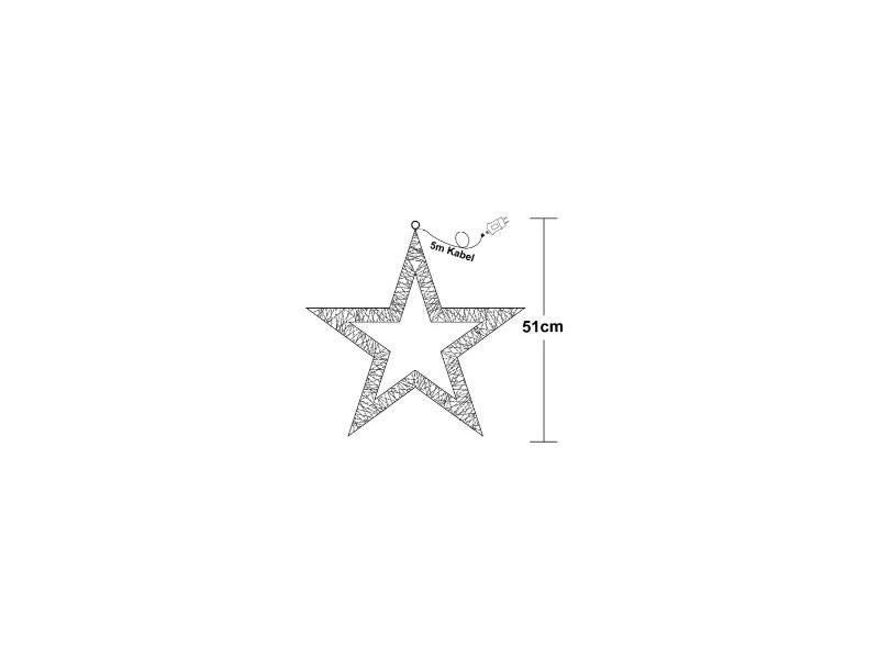 3D vianočná hviezda, LED, 51 cm, vonkajšia