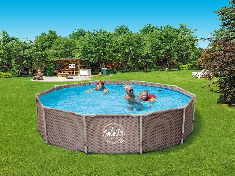 Bazén Swing FRAME Hnědý Ratan 3,05x0,76m
