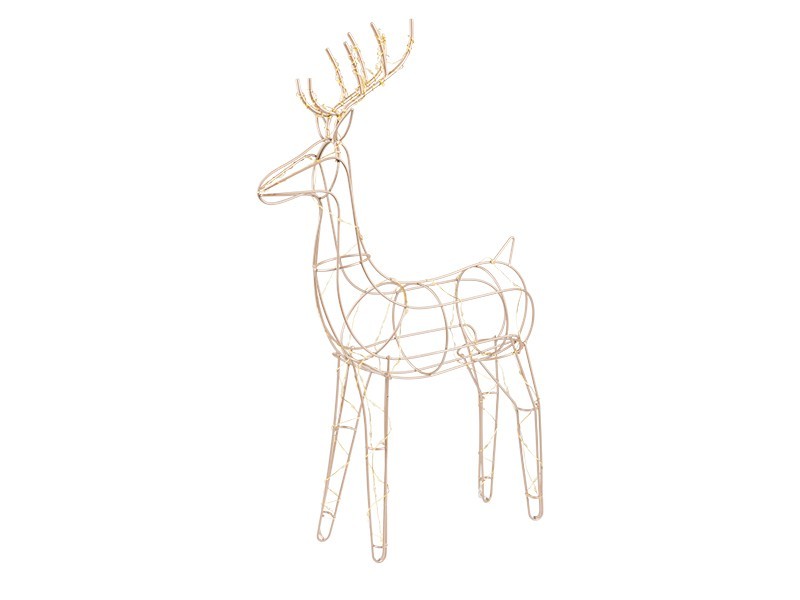 Kovový jeleň LED, 90LED, 32x9x47,5 cm