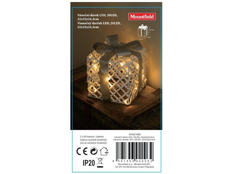 Vánoční dárek LED, 20 LED, 22x22x24,5 cm - foto 5 Vánoční dárek LED, 205LED, 22x22x24,5 cm