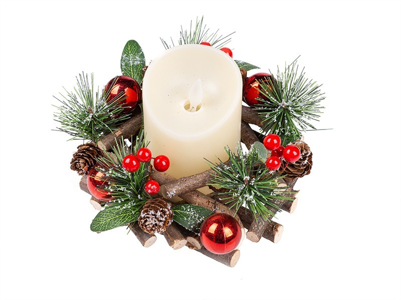 Svícen na LED svíčku, červený, 18x18x10 cm