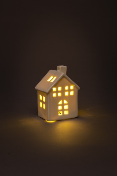 Domček s LED svetlom, porcelánový, 9 cm - foto 3 Domček s LED svetlom, porcelánový, 9 cm