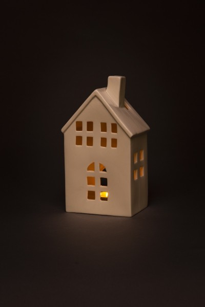 Dekorácia domček na sviečku porcelán, 19 cm