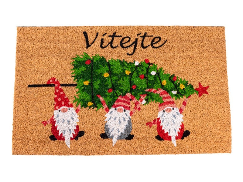 Vianočná rohožka - Škriatkovia so stromčekom, 45x75 cm
