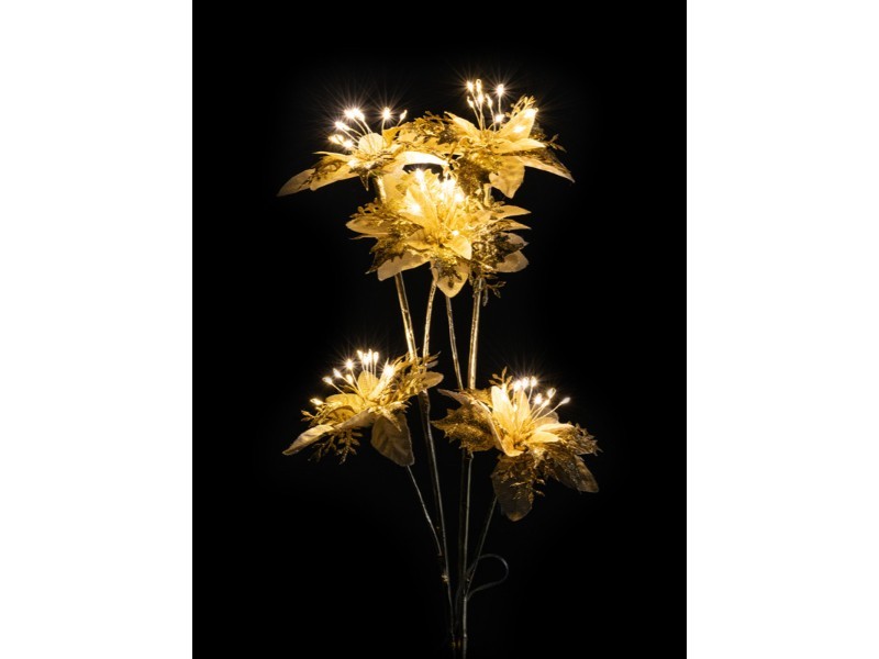 Béžové vianočné kvetiny do vázy LED 60 cm