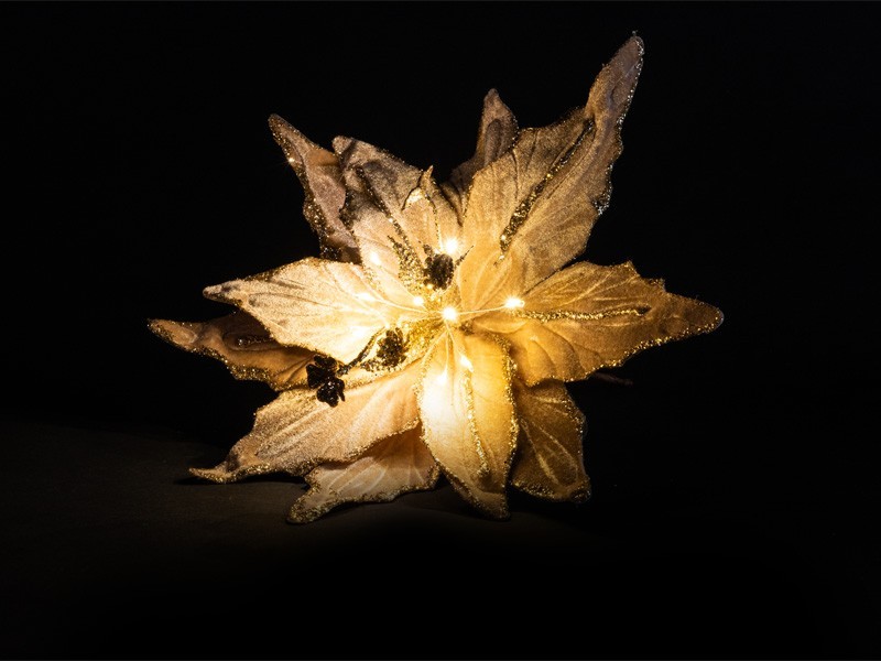 Béžová vánočná kvetina LED 28,5 cm