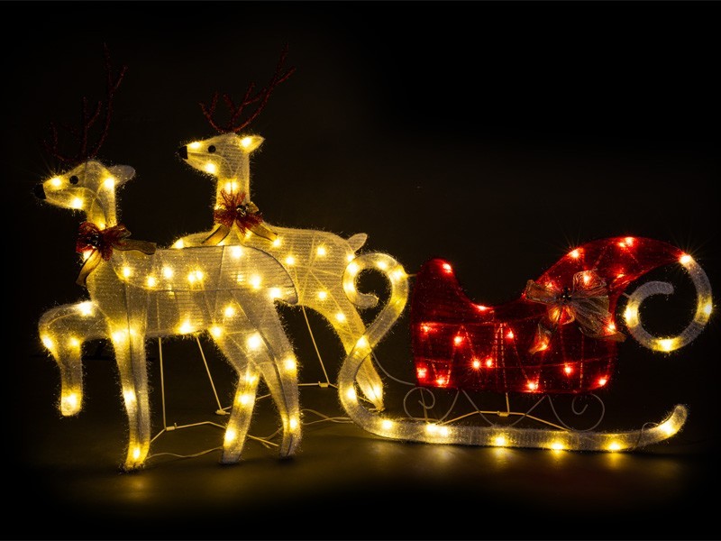 LED Sobí záprah so saňami, 90LED, vonkajšie