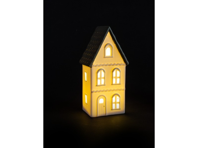 Vysoký domček so zelenou strechou 10,5x8x21,5 cm, LED