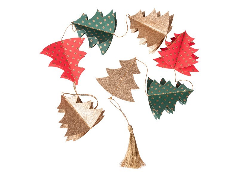 Tradičná girlanda s papierovými stromčekmi 1 m