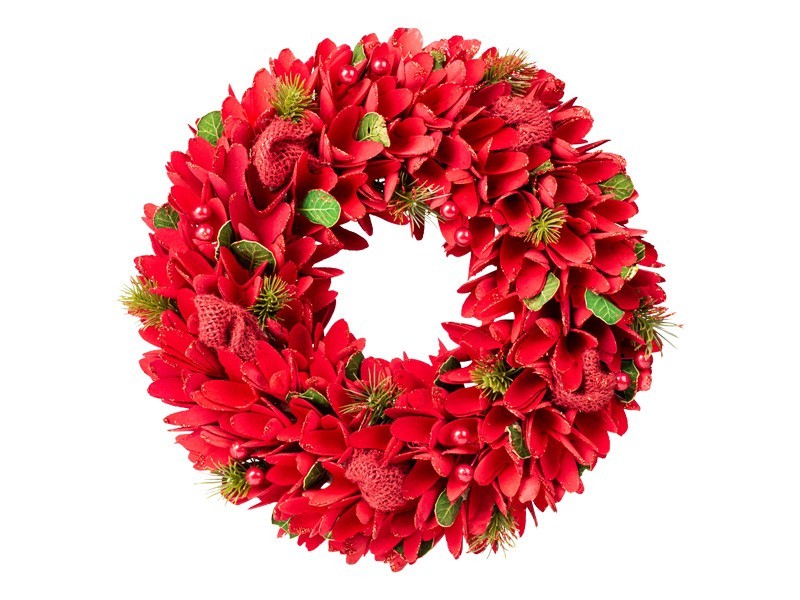 Veniec červený s jutou 36 x 36 x 9cm