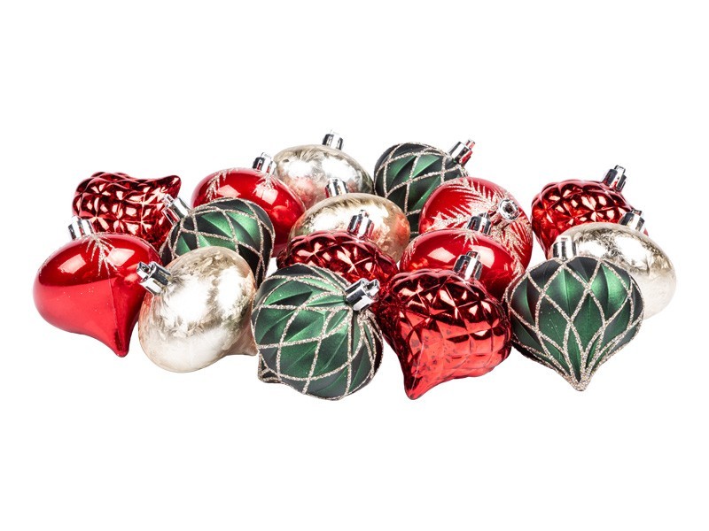 Vánoční koule, tradiční set, 16x60 mm