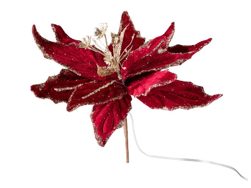 Bordó vánoční květina LED 28,5 cm