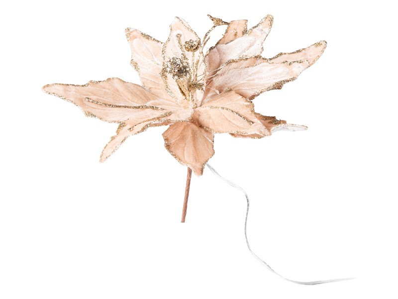 Béžová vánočná kvetina LED 28,5 cm