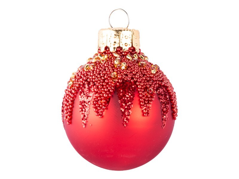 Vánoční koule červené, sklo, set 14ks