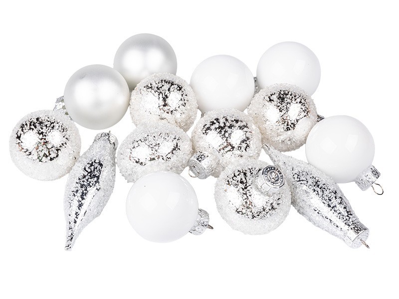 Vianočné gule, zimný set, sklo 14ks