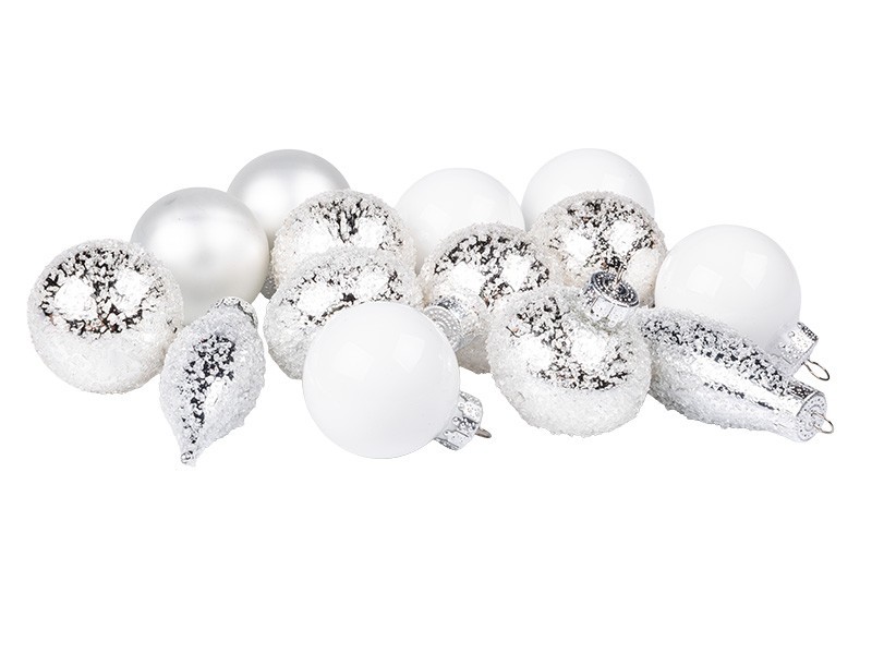 Vianočné gule, zimný set, sklo 14ks