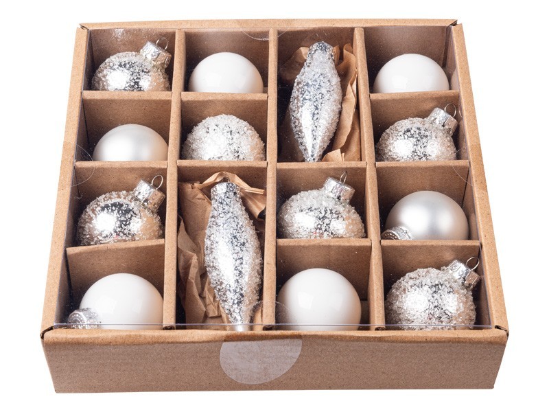 Vianočné gule, zimný set, sklo 14ks