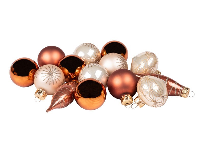 Vánoční koule, severský set, sklo 14ks