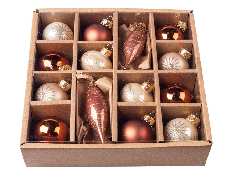 Vánoční koule, severský set, sklo 14ks