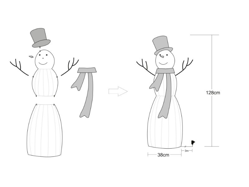 LED snehuliak vonkajší 124cm, 120LED