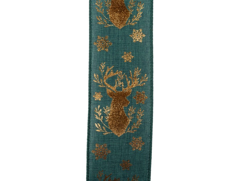 Vianočná stuha zelená s potlačou, 6,3cm x 910cm - foto 2 Vianočná stuha zelená s potlačou, 6,3cm x 910cm