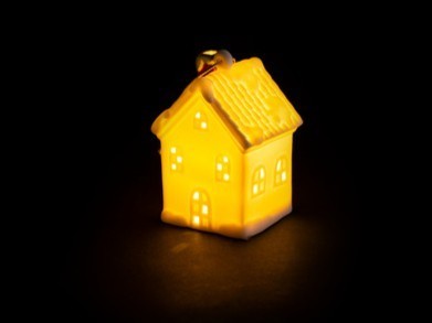 Keramický domček 7x6,5x9,5 cm, LED