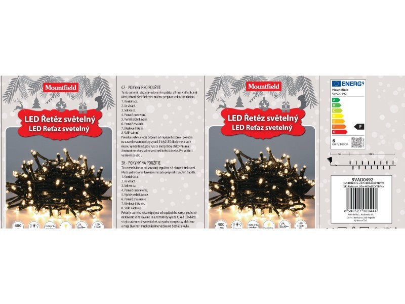 Svetelná reťaz 20m, 400LED, teplá biela 8fce