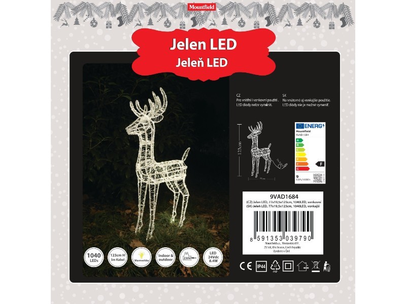 Jeleň LED, 77x19,5x123cm, 1040LED, vonkajší - foto 6 Jeleň LED, 77x19,5x123cm, 1040LED, vonkajší