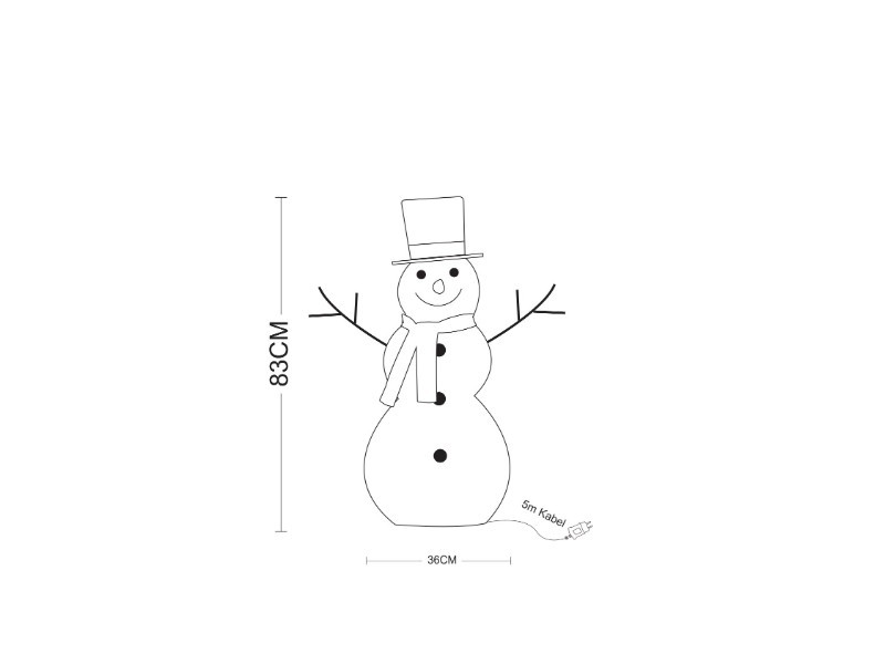 2D LED snehuliak vonkajší 69x83cm, 48 LED