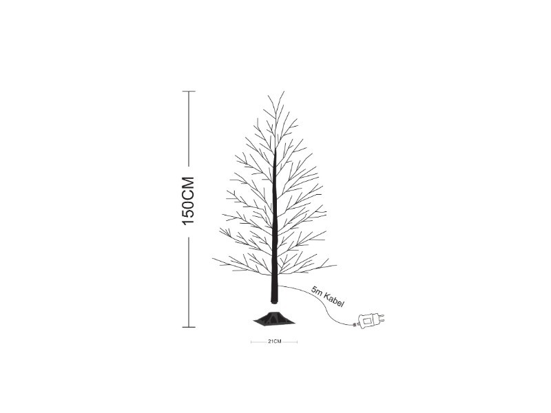 LED vetvičkový strom, 150cm, čierný, vonkajší