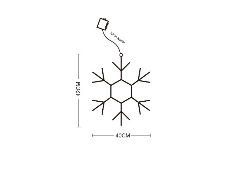 Závesná snehová vločka LED 35 x 42 cm