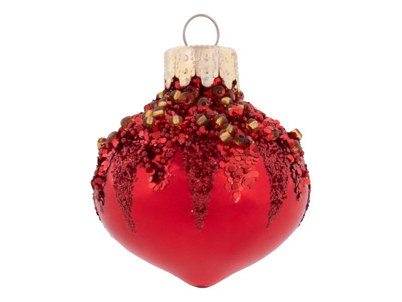 Vánoční koule červené, sklo, set 14ks