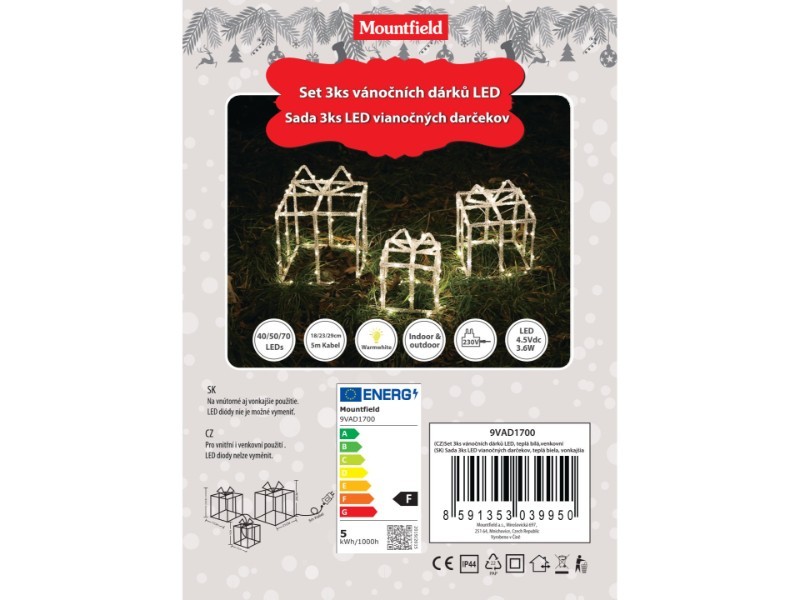 Set 3 ks vánočních dárků LED, teplá bílá, venkovní - foto 10 Set 3 ks vánočních dárků LED, teplá bílá, venkovní