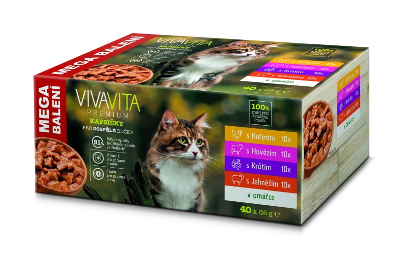 Vivavita kapsičky pro kočky 40x85g v omáčce
