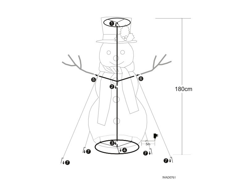 LED sněhulák venkovní 180cm, 160LED