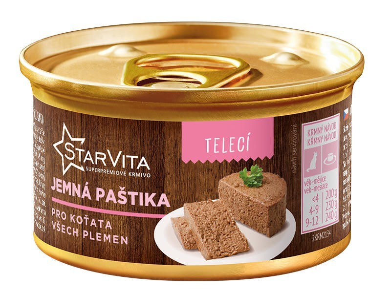 Starvita paštika pro koťata, telecí 4x85g