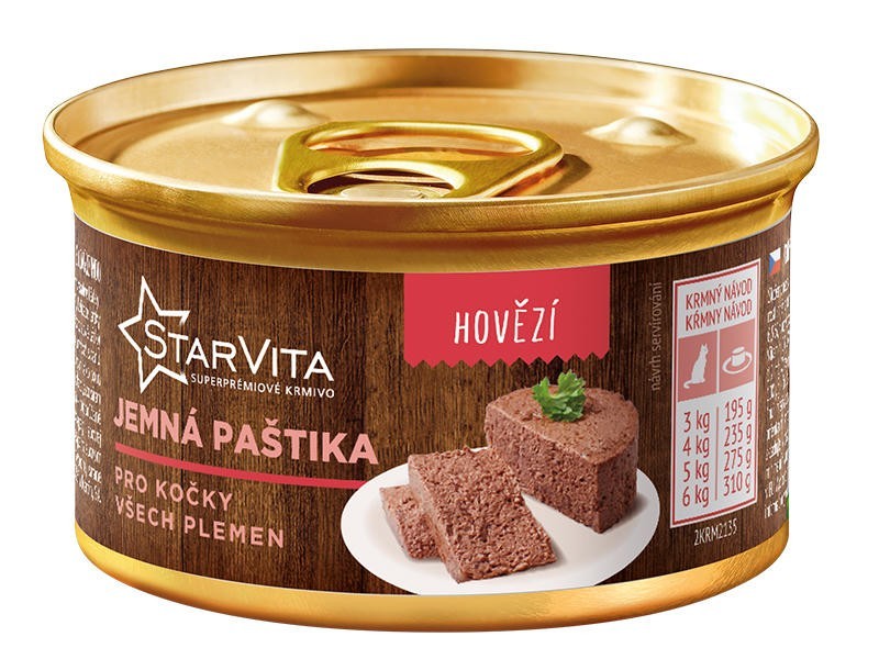 Starvita paštika pro dospělé kočky, hovězí 12x85g