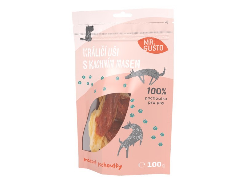 Mr.Gusto králičí uši s kachním masem 100g