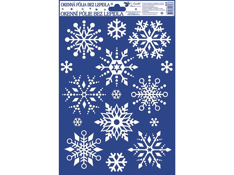 Vianočná okenná fólia vločky 27x20cm, 1ks
