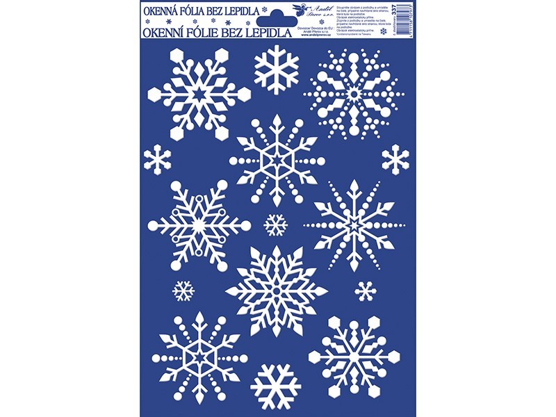 Vianočná okenná fólia vločky 27x20cm, 1ks