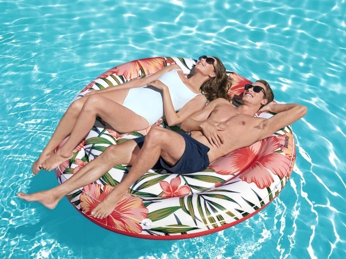 Okrúhle nafukovacie ležadlo s palmou do vody
